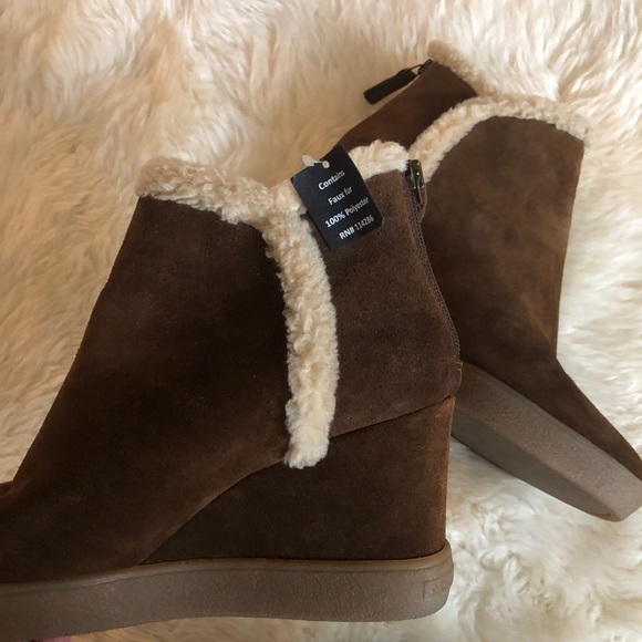 Aquatalia Christen Suede Shearling Wedge Bootie - Picture 8 of 11